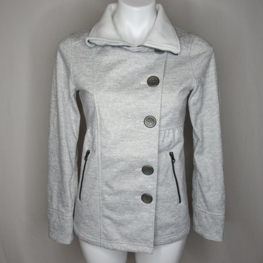 Prana Gray Heathered MARTINA Zip Button Jacket Water Repellent Women's XS XSmall